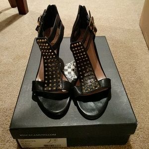 Black leather sandals