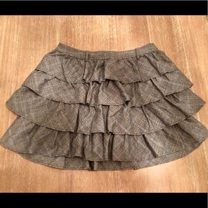 J.crew- Ruffle Grey Small Plaid Skirt- Wool