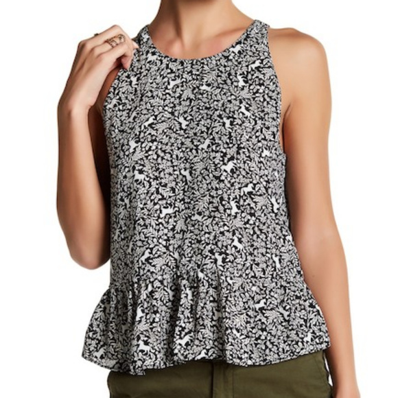 14th & Union Tops - 14th & Union Printed Woven Tie Back Pony Blouse