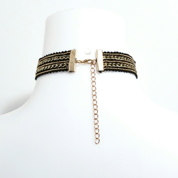 Long Fringe Chain Choker Necklace - Picture 3 of 4