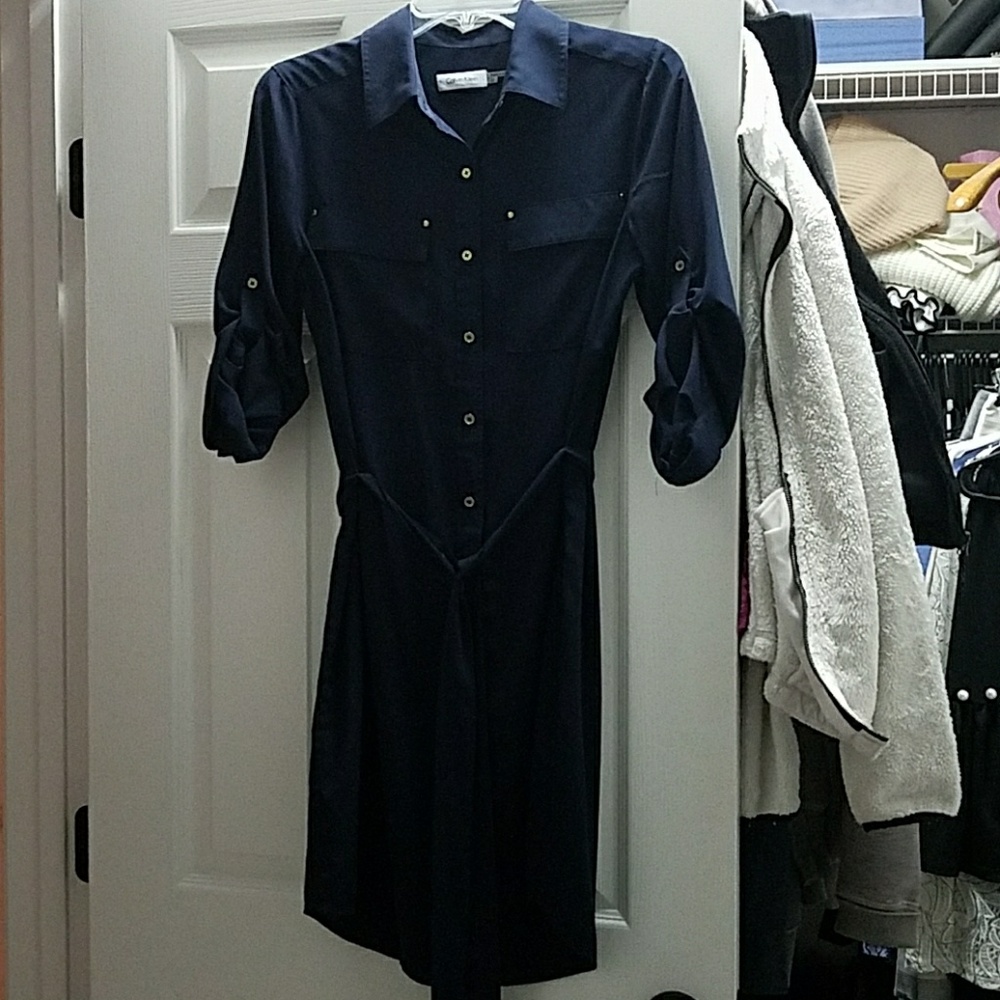 Navy blue shirt dress calvin klein