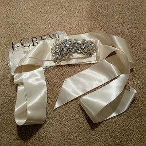 J.Crew Ivory sash with crystal detail