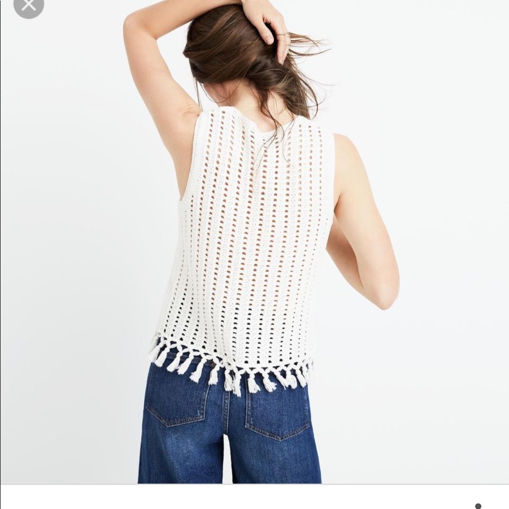 Madewell}• ivory knit fringe pique top - Picture 2 of 8