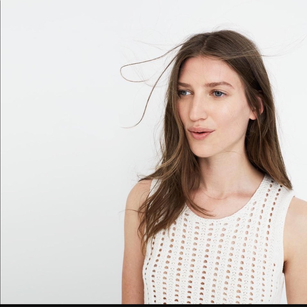 Madewell}• ivory knit fringe pique top - Picture 5 of 8