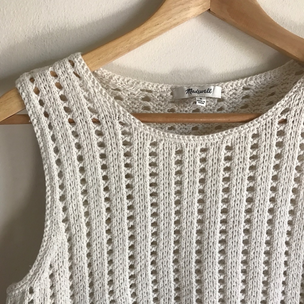Madewell}• ivory knit fringe pique top - Picture 6 of 8