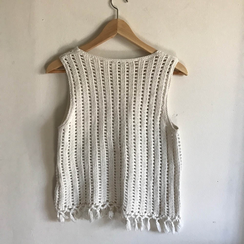 Madewell}• ivory knit fringe pique top - Picture 8 of 8