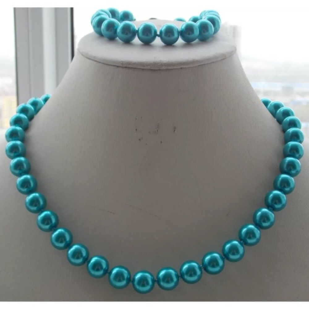 Teal pearl jewelry set