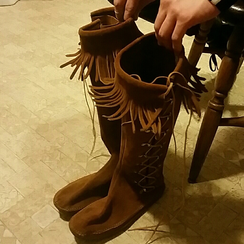 Genuine suede mocossins size 9.