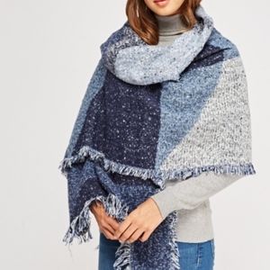 Fringed Hem Color Block Scarf