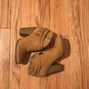 Velvet tan booties