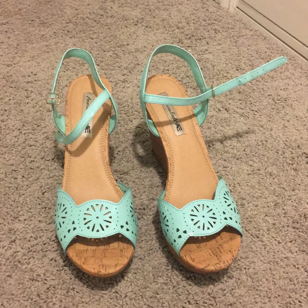 American Eagle Light blue wedges