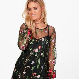 Boohoo Plus Alice Embroidered Skater Dress