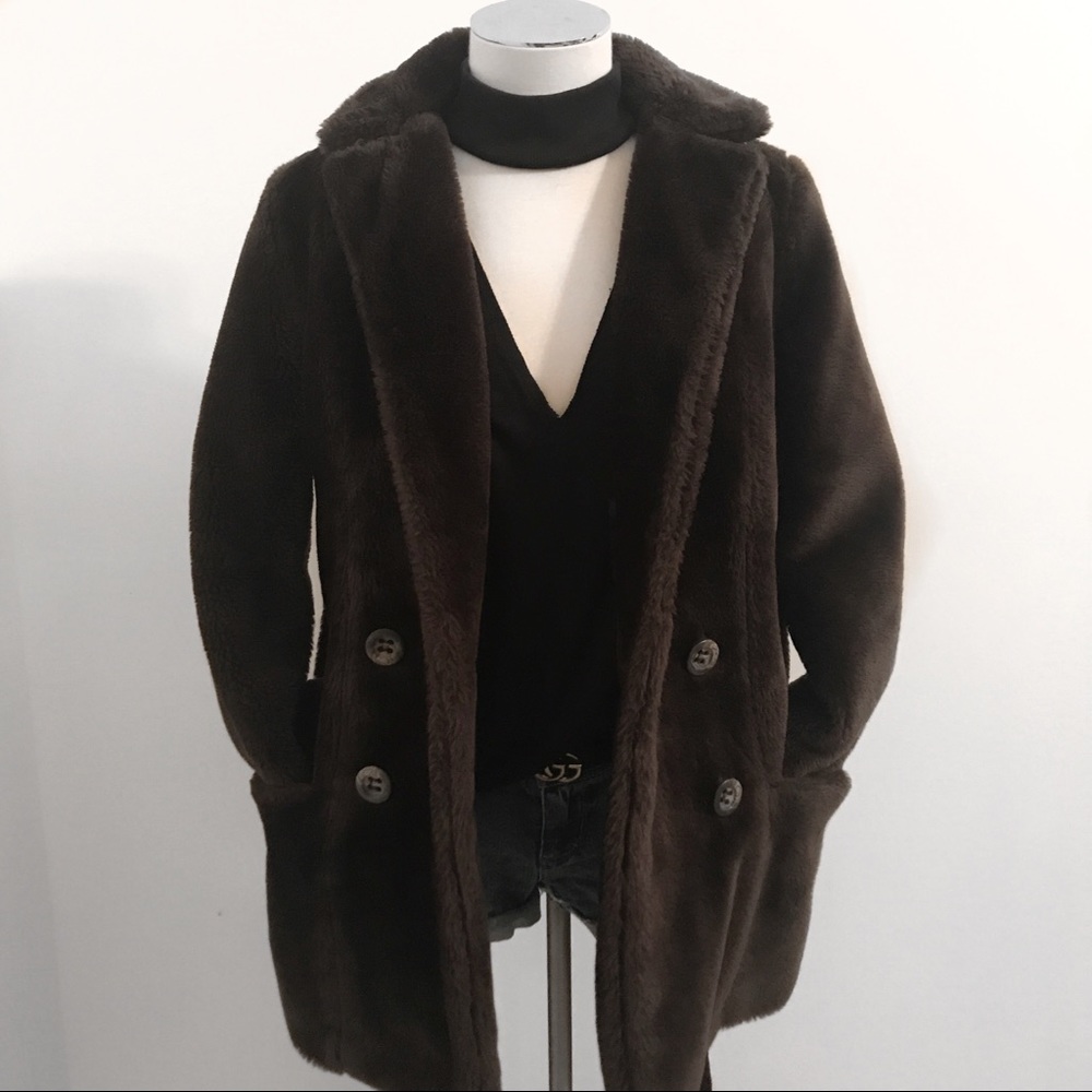 ☃️🎄Vintage Brown Faux Fur Coat Size 6/ Small