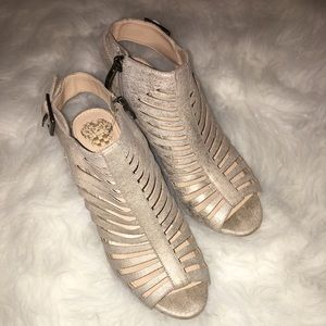 Vince Camuto Briaz Leather and Stretch Block-Heel