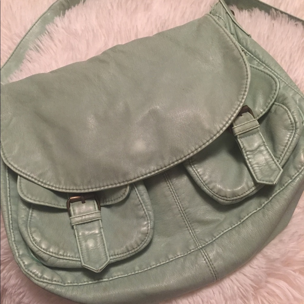 Mint Faux Leather Crossbody Bag