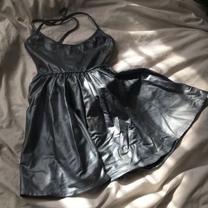 american apparel metallic skater dress - grey