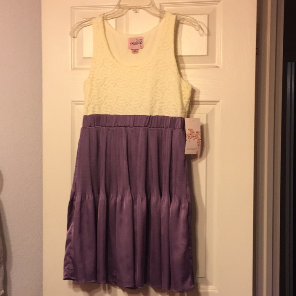 NWT Cream and purple dress