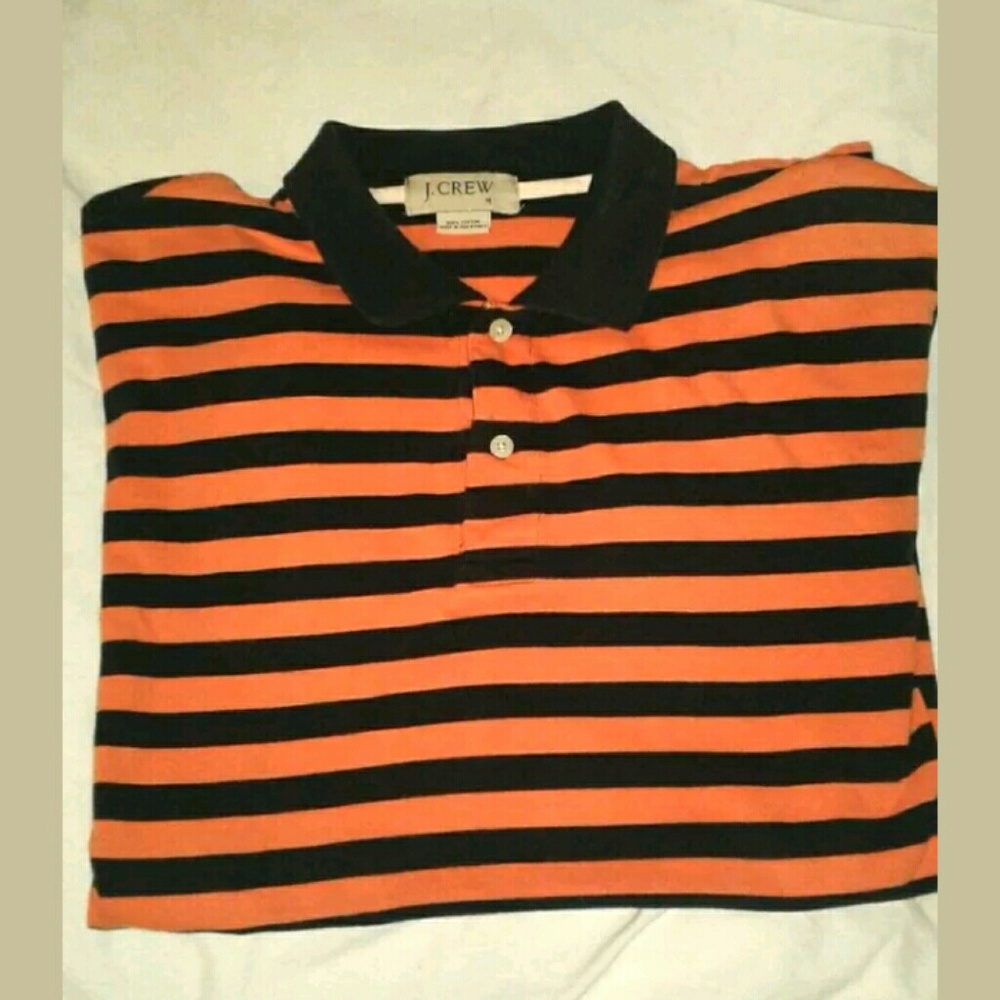 J. CREW Orange Black Stripe Polo Shirt