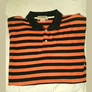 J. CREW Orange Black Stripe Polo Shirt