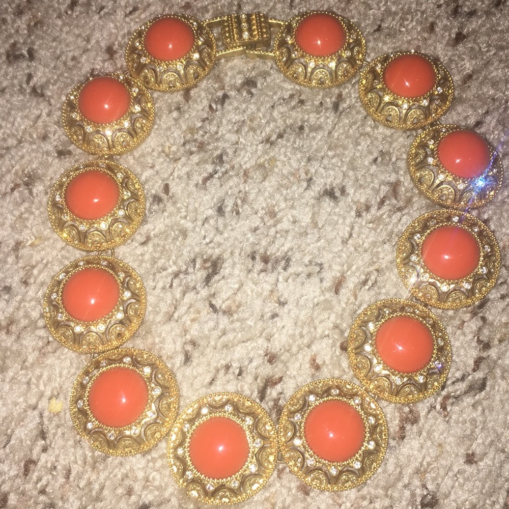 Lia Sophia gold and orange stone necklace