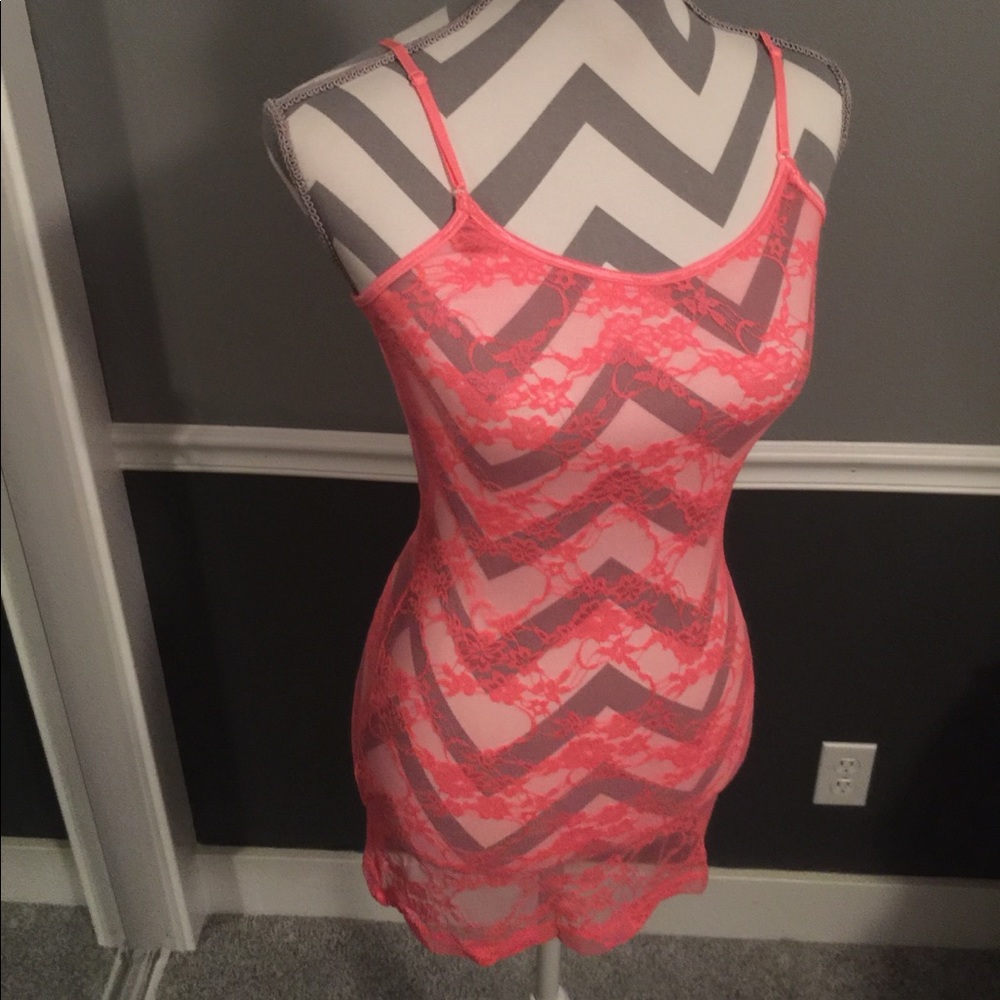 Lace coral peach top