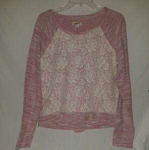 NWOT Pink/ White Lace Sweater