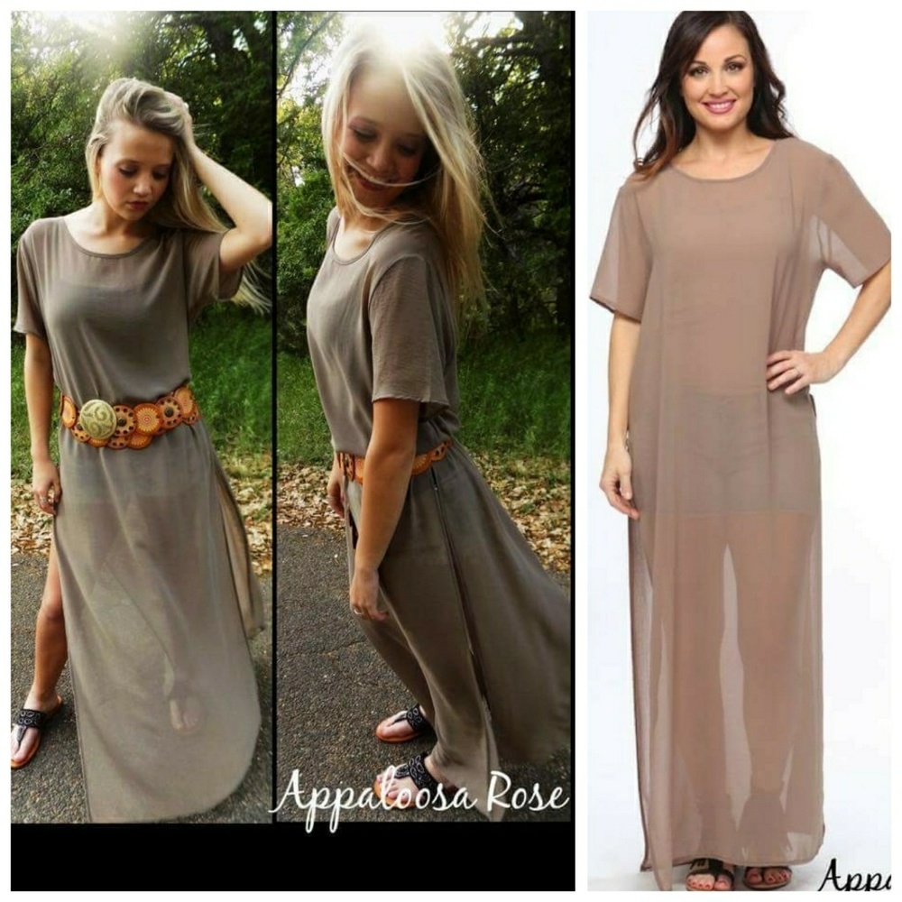 Taupe Sheer Chiffon Cover Up ♡