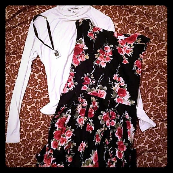 Monteau Black floral A-line dress - Picture 2 of 3