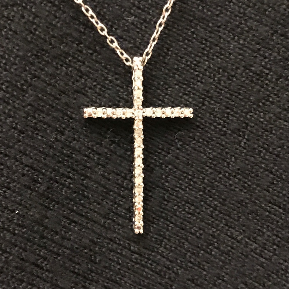 Sterling silver and genuine diamond cross