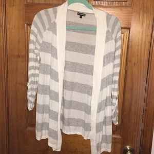 White and Grey Striped Sweater