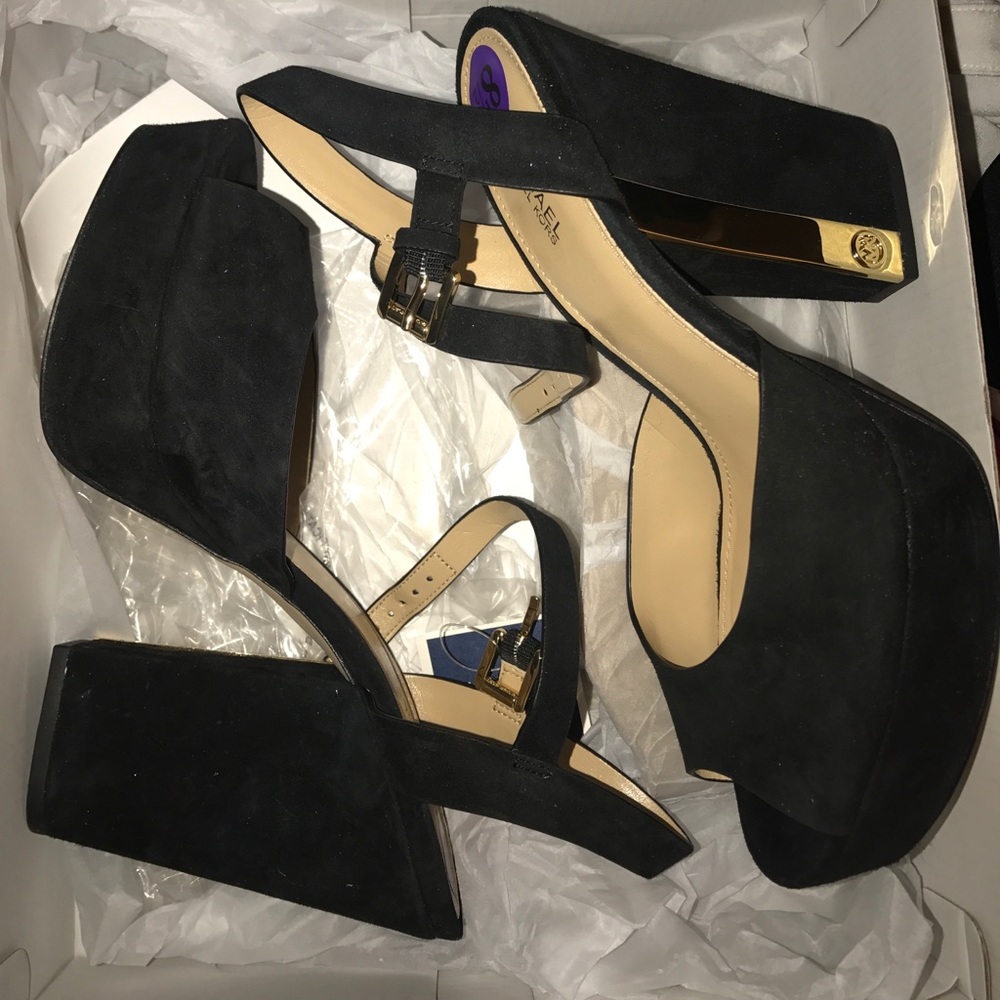 Black suede heels by Michael Kors
