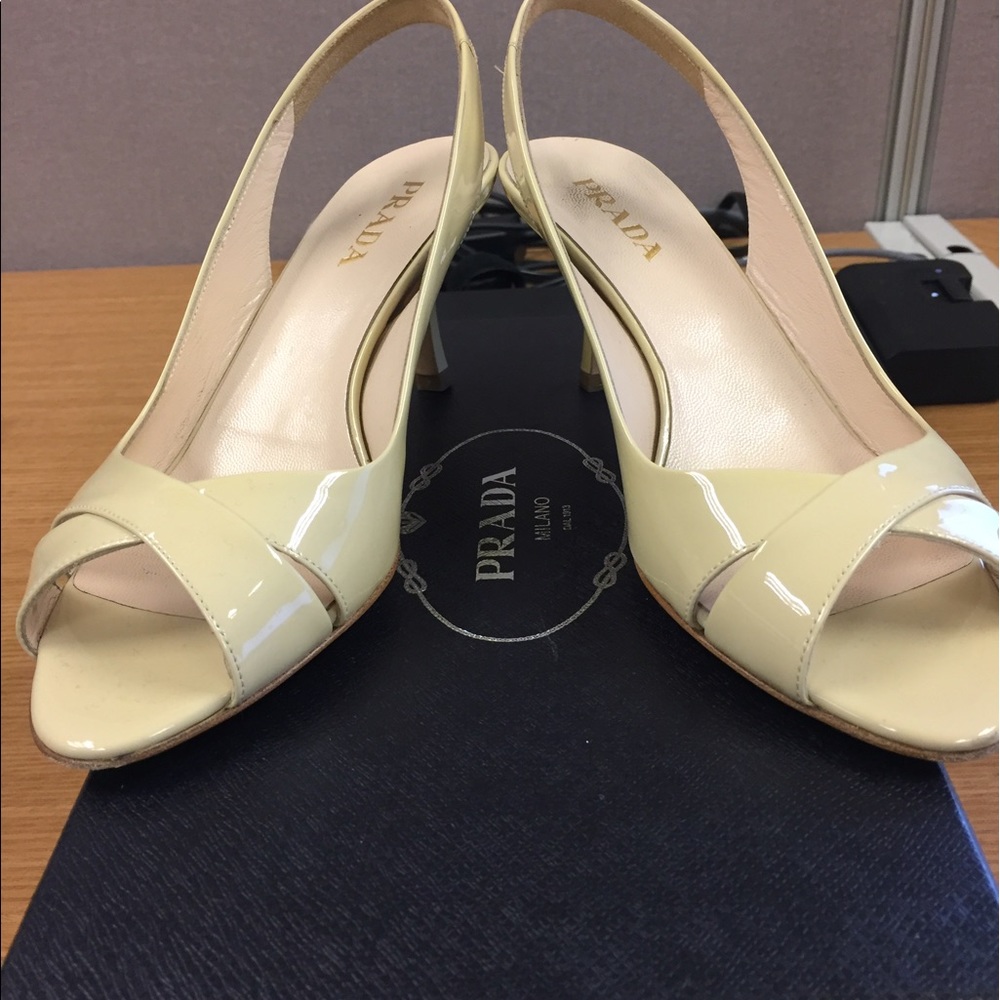 Prada white kitten heels (practically new!)