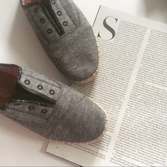 Toms Shoes - TOMS Palmera Grey Chambray Slip-ons NWT