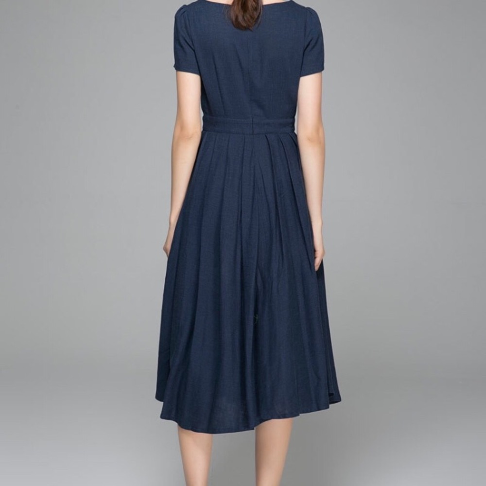 • Navy Blue Bridesmaid Matron of Honor Swing Maxi
