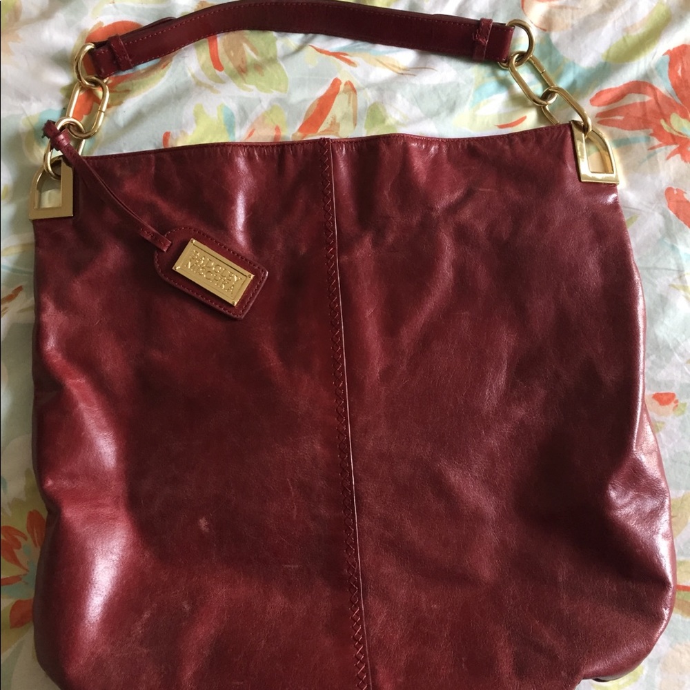 Red leather Badgley Mischka purse