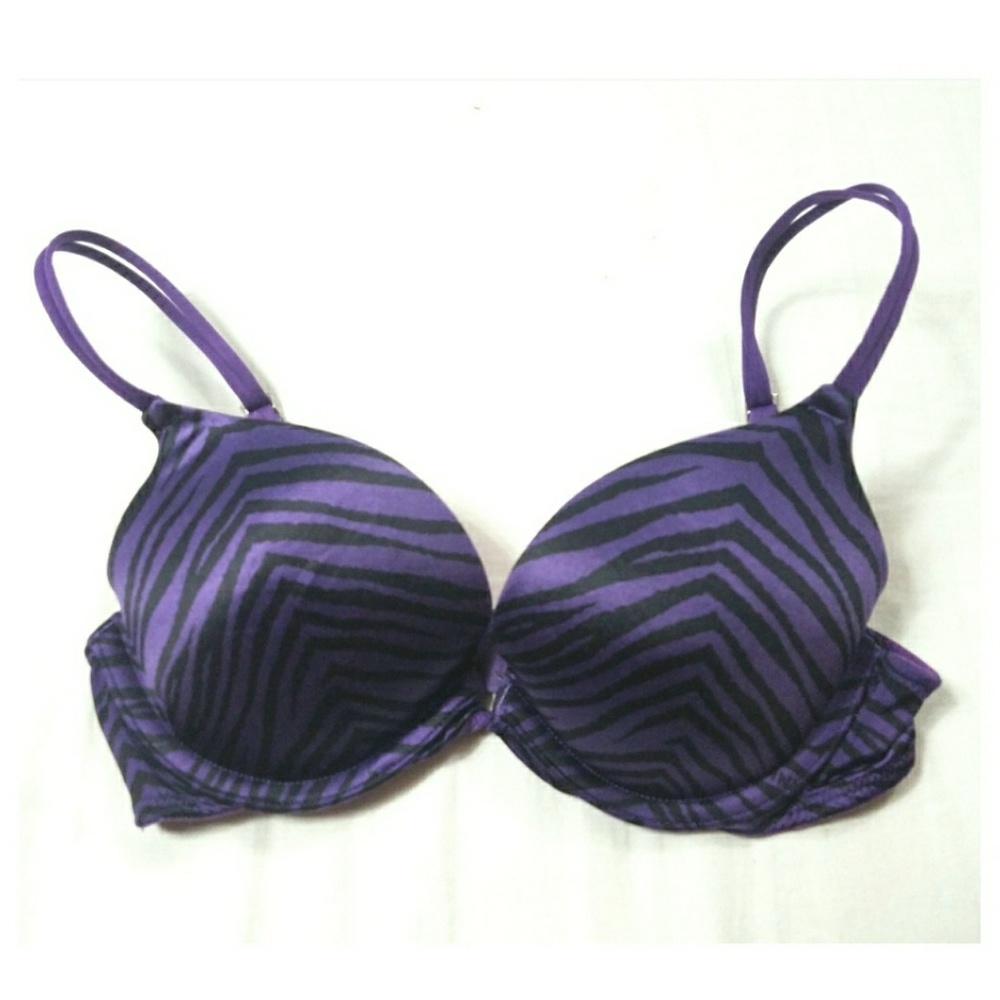 PINK Victorias Secret Purple Zebra Push Up Bra 32B