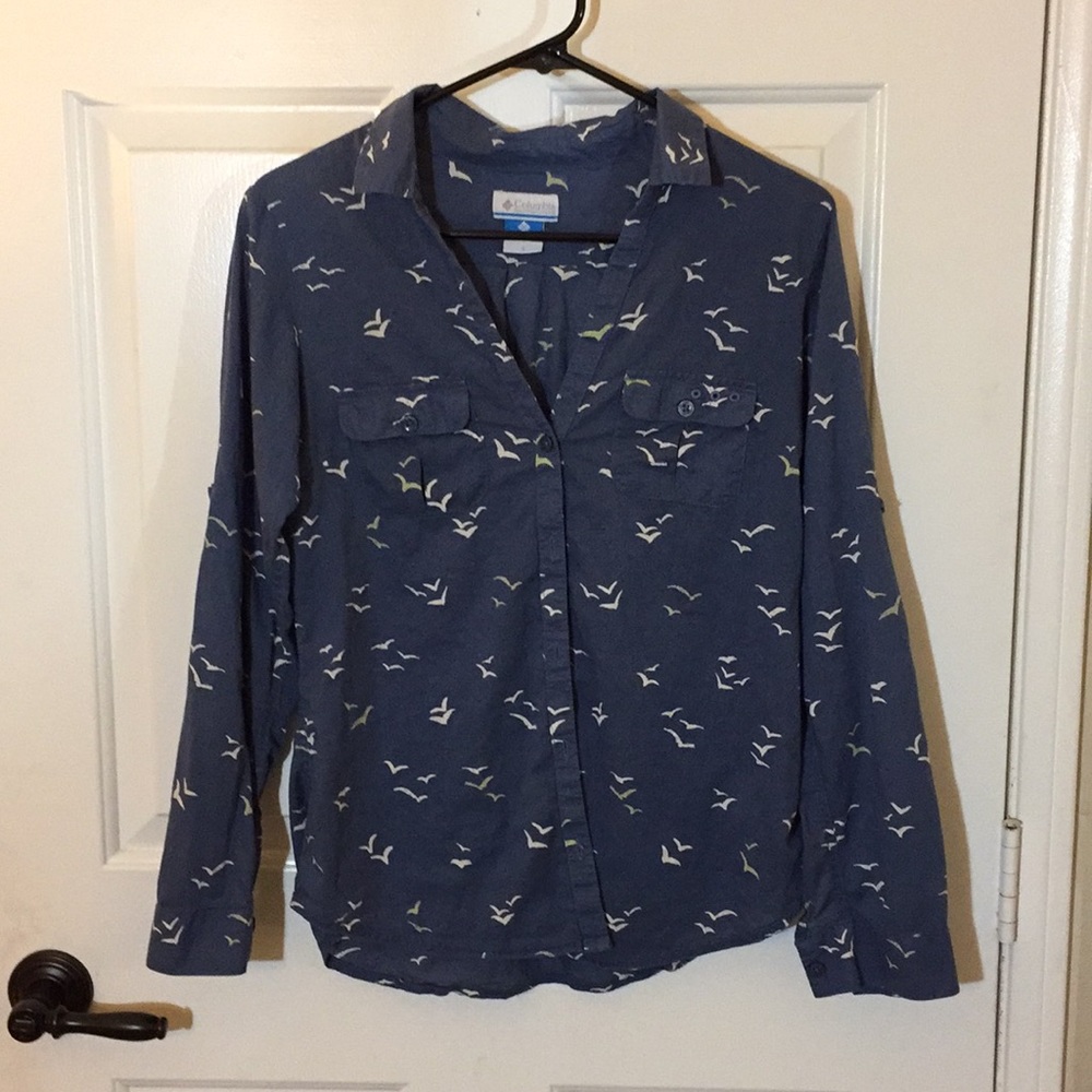 Bird Print Columbia Button Up