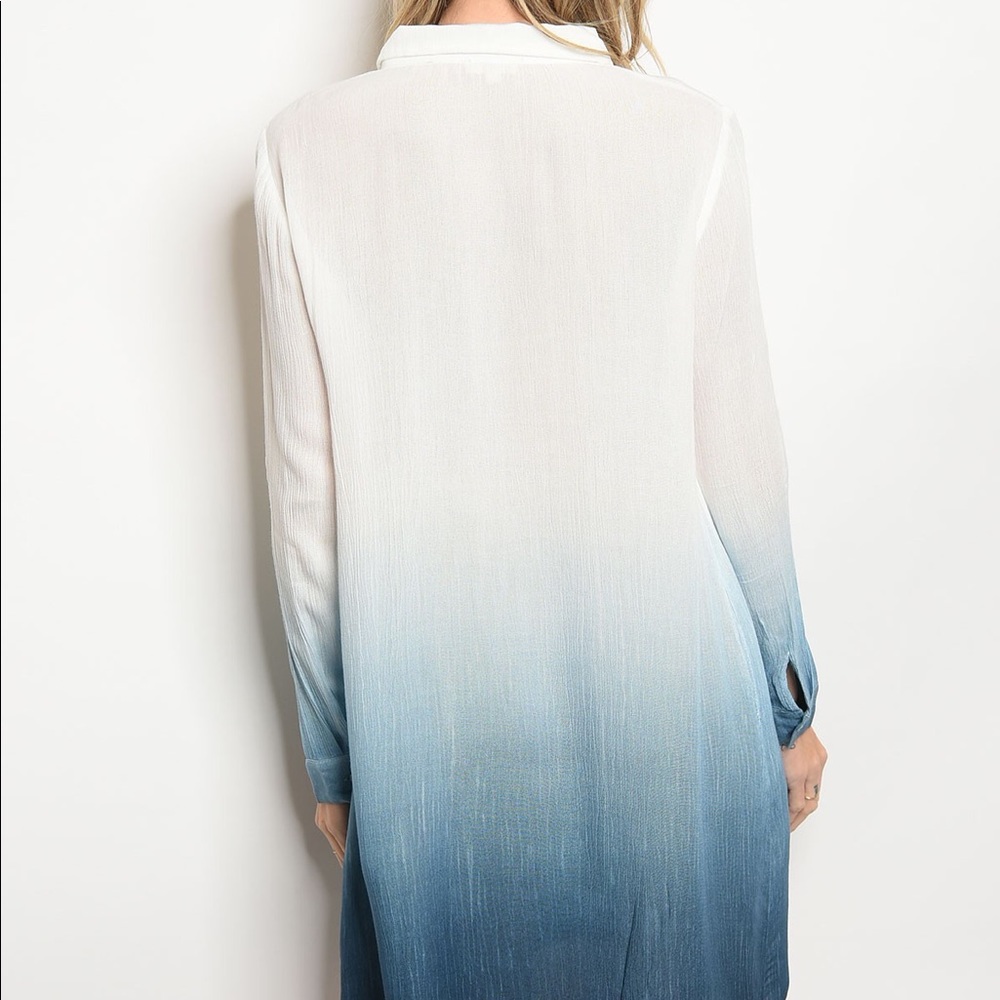 NWT Cute Gauzy dip dye shirtdress w/ POCKETS! - Picture 4 of 5