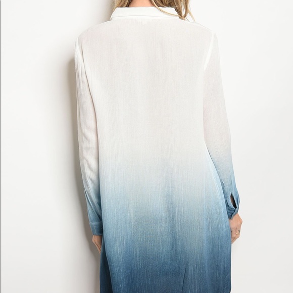 NWT Cute Gauzy dip dye shirtdress w/ POCKETS! - Picture 4 of 5