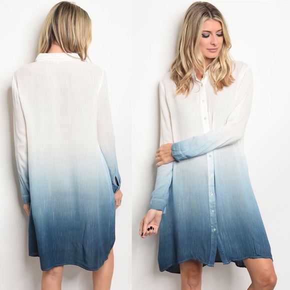 NWT Cute Gauzy dip dye shirtdress w/ POCKETS! - Picture 2 of 5