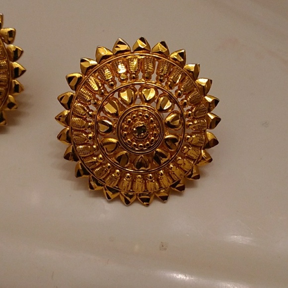 Gold plated Indian gold earrings - Picture 2 of 4
