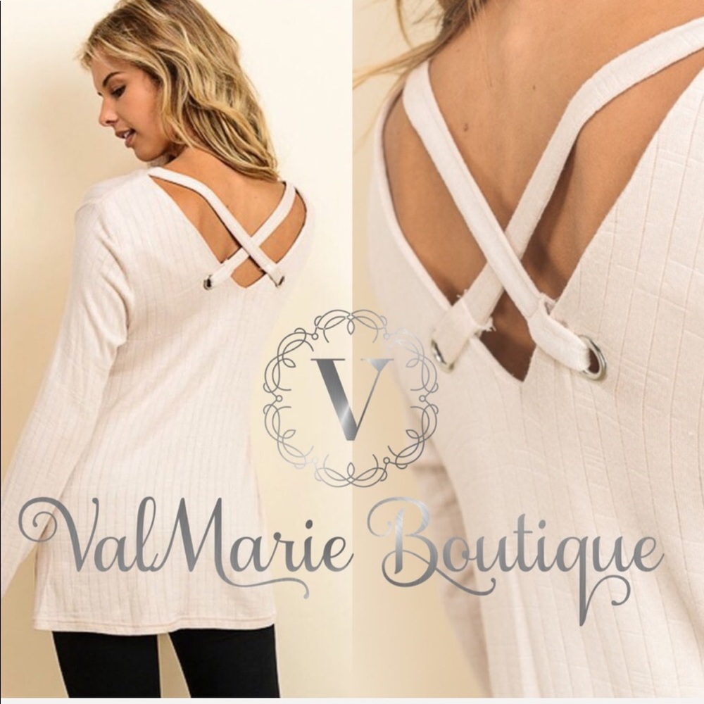 Creamy Taupe Criss Cross Back Top - Picture 2 of 3
