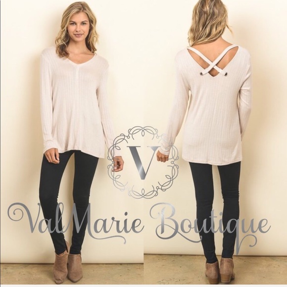 Creamy Taupe Criss Cross Back Top - Picture 3 of 3