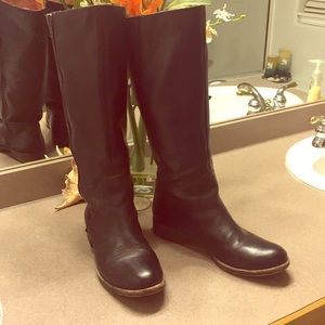 Black Leather Naya Knee High Boots 9.5 WIDE SHAFT