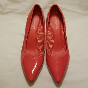 Maurices Hot Pink Kitten Heel Point Toe sz 10