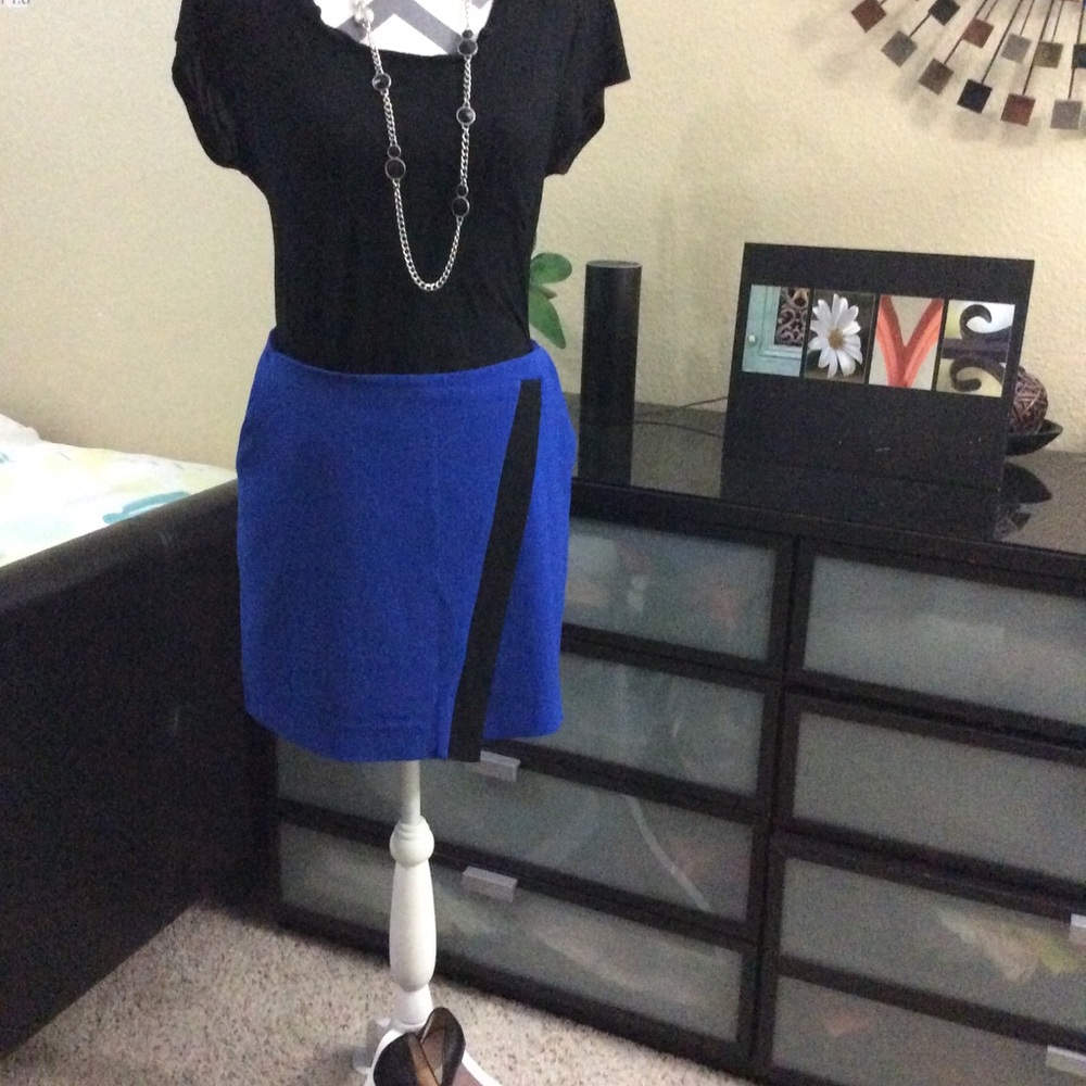 Asymmetrical royal blue mini skirt