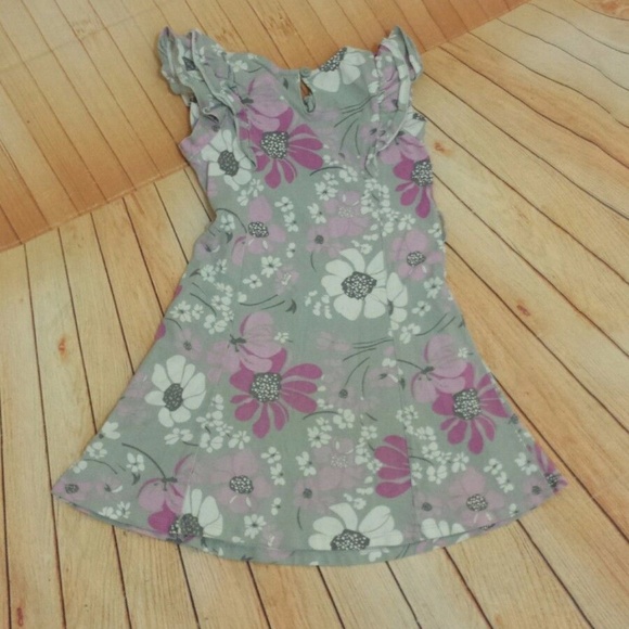Gymboree pink & gray floral dress sz 4 - Picture 2 of 2