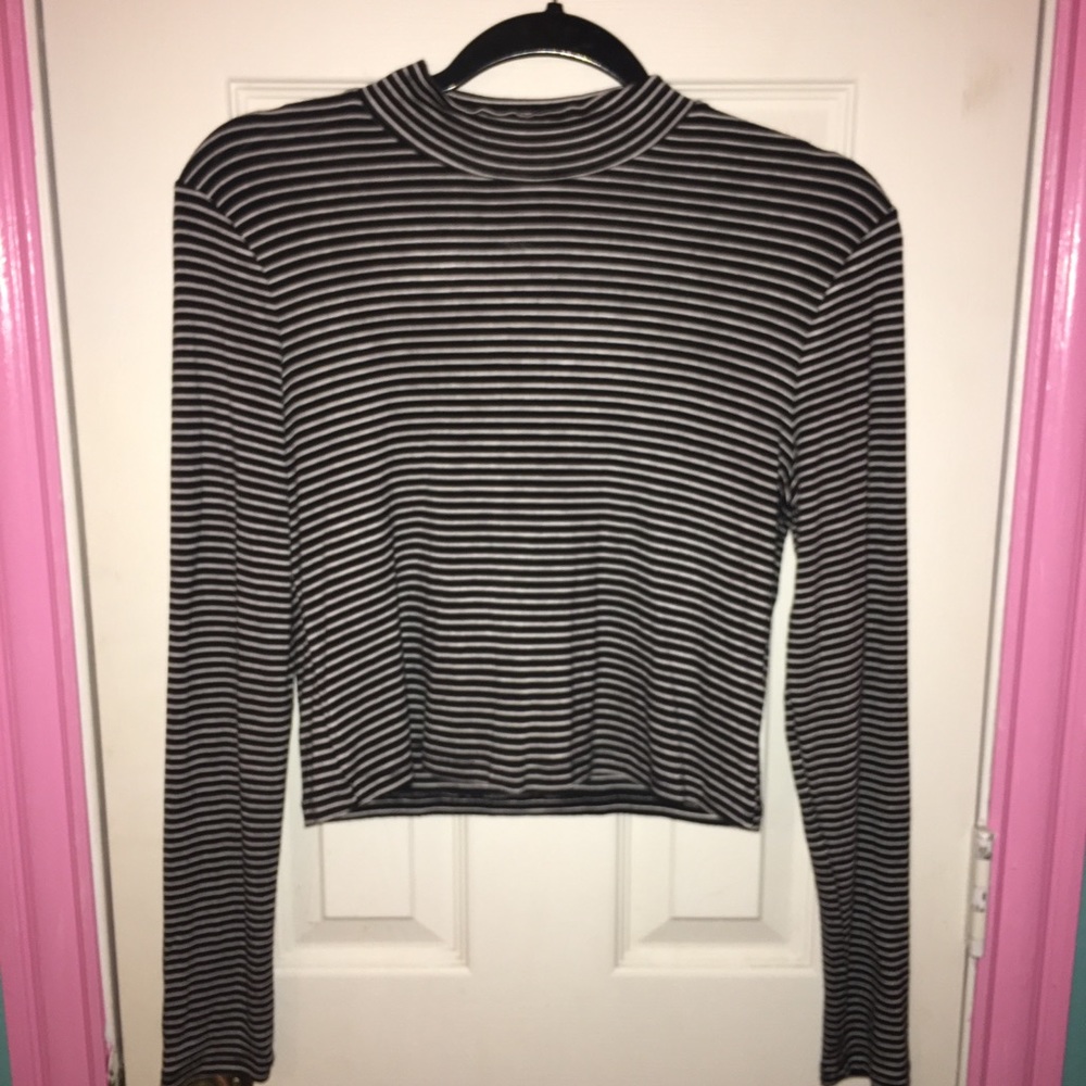 Striped mock neck long sleeve