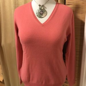 NWT Loro Piana XL pink v neck cashmere sweater