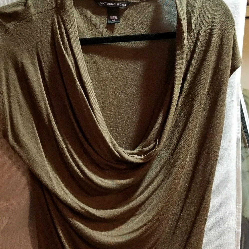 Forest green cowl neck top